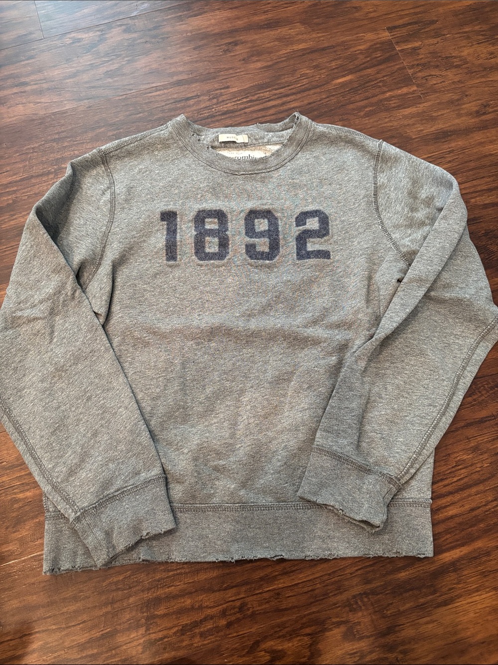 Abercrombie & Fitch Gray Crewneck Sweatshirt with Navy '1892' Graphic